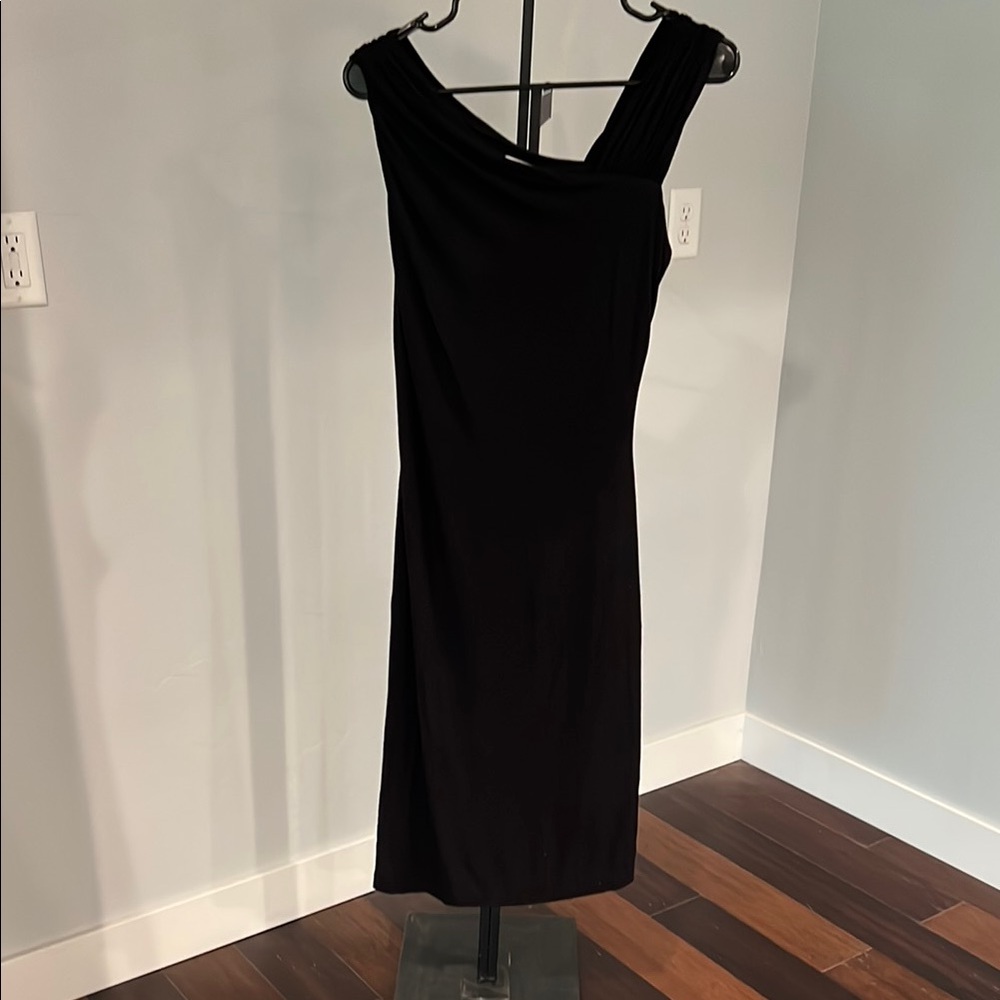 Calvin Klein Black Asymmetrical One-Shoulder Cocktail Dress